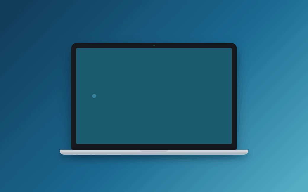 Laptop screen with a pulsing dot beside a status line that cycles through pulling it together, creating consistency, and making it right