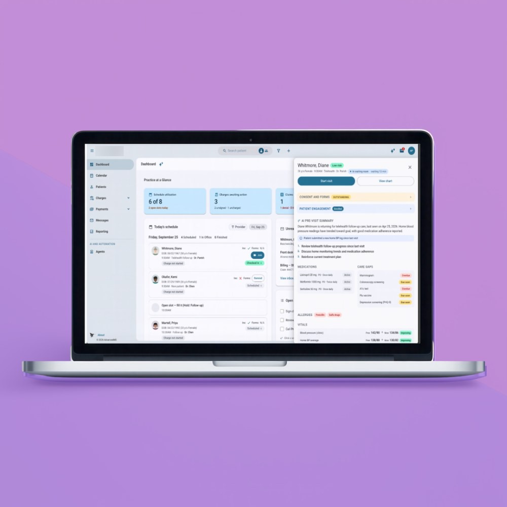 Unified practice management and EHR dashboard